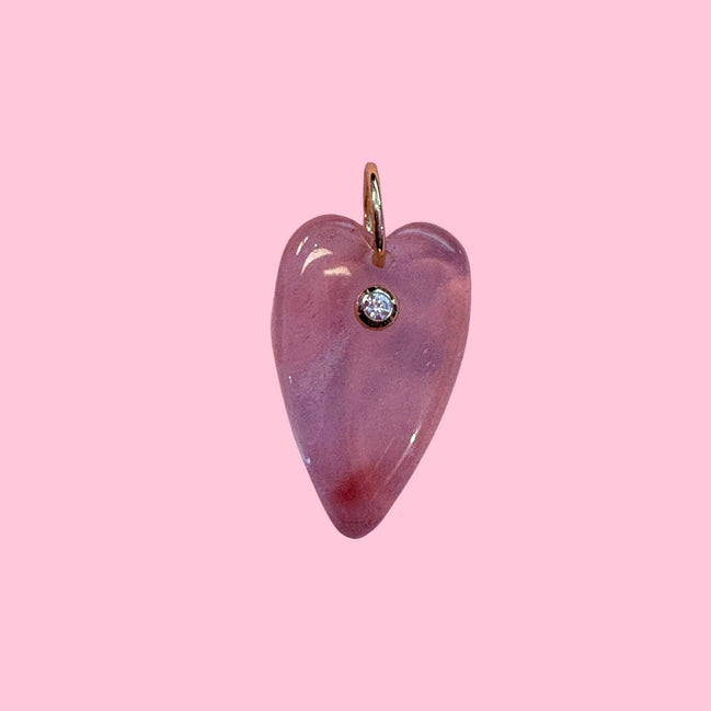 CHARMS  ciondolo  - JAIPUR cuore quarzo fragola con zircone