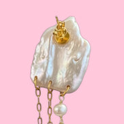 orecchini  ETEREA   perle flat barocche e 3 catene con perle oro giallo (medi)