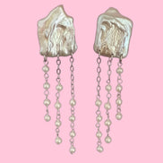 orecchini  ETEREA   perle flat barocche e 3 catene con perle (medi)
