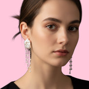 orecchini  ETEREA   perle flat barocche e 3 catene con perle (medi)