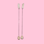 orecchini  ETEREA   perle flat sottili con 1 perla - oro giallo (lunghi)