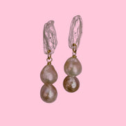 orecchini  ETEREA   perle flat sottili con 2 perle