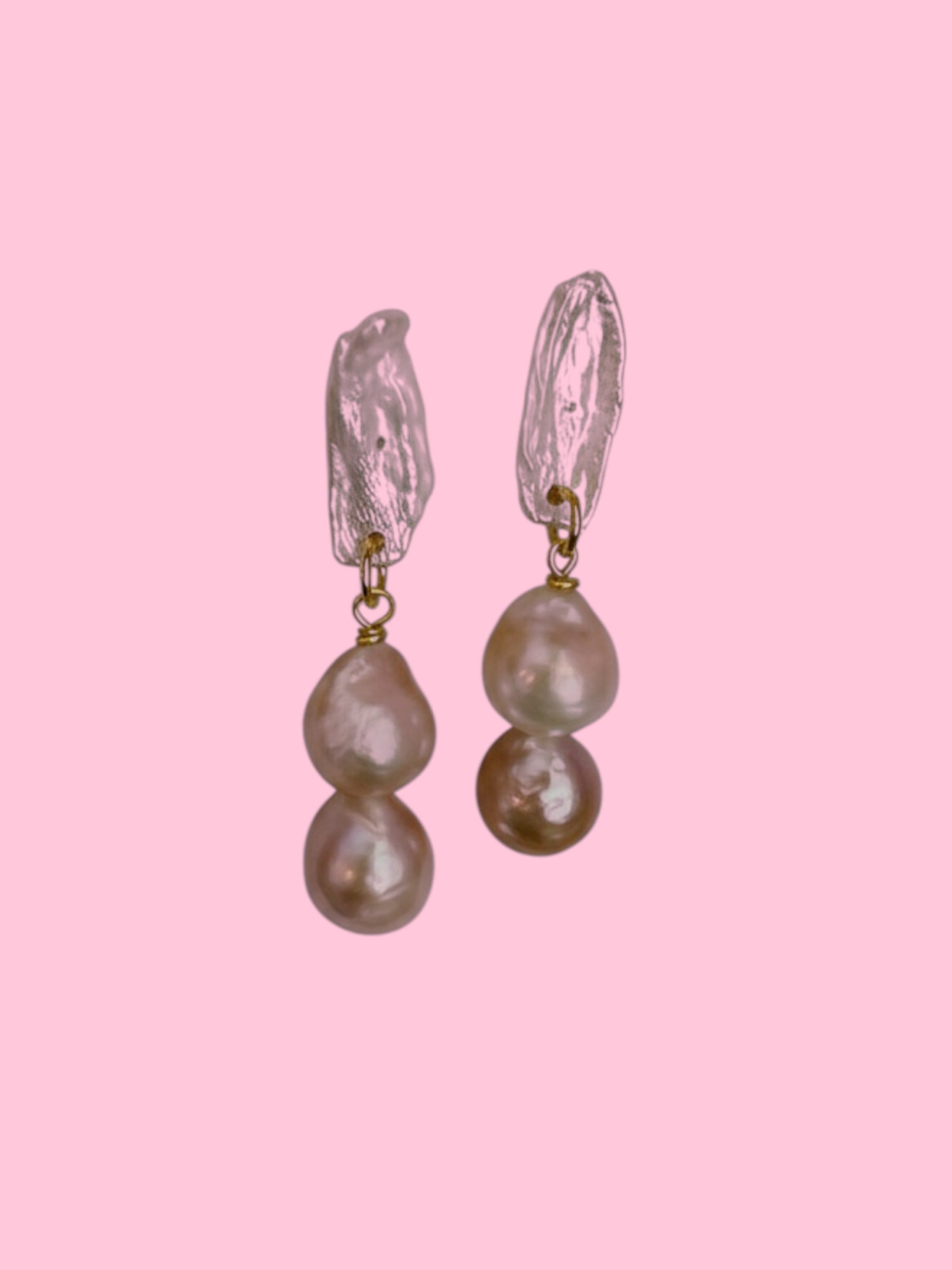 orecchini  ETEREA   perle flat sottili con 2 perle