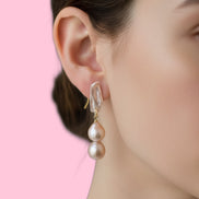 orecchini  ETEREA   perle flat sottili con 2 perle