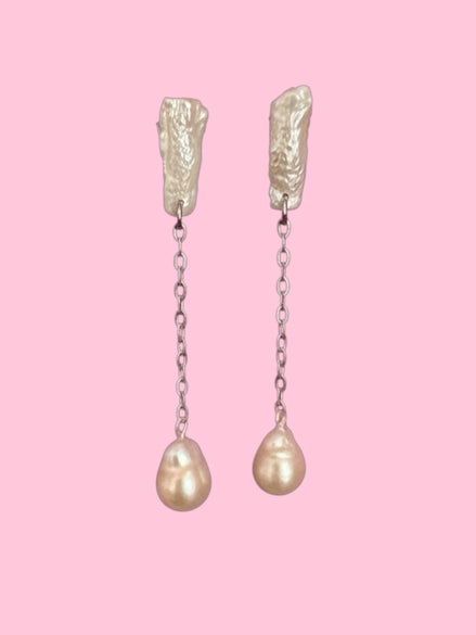 orecchini  ETEREA   perle flat sottili con 1 perla - oro giallo (medi)