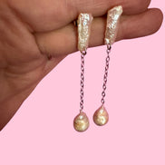 orecchini  ETEREA   perle flat sottili con 1 perla - oro giallo (medi)