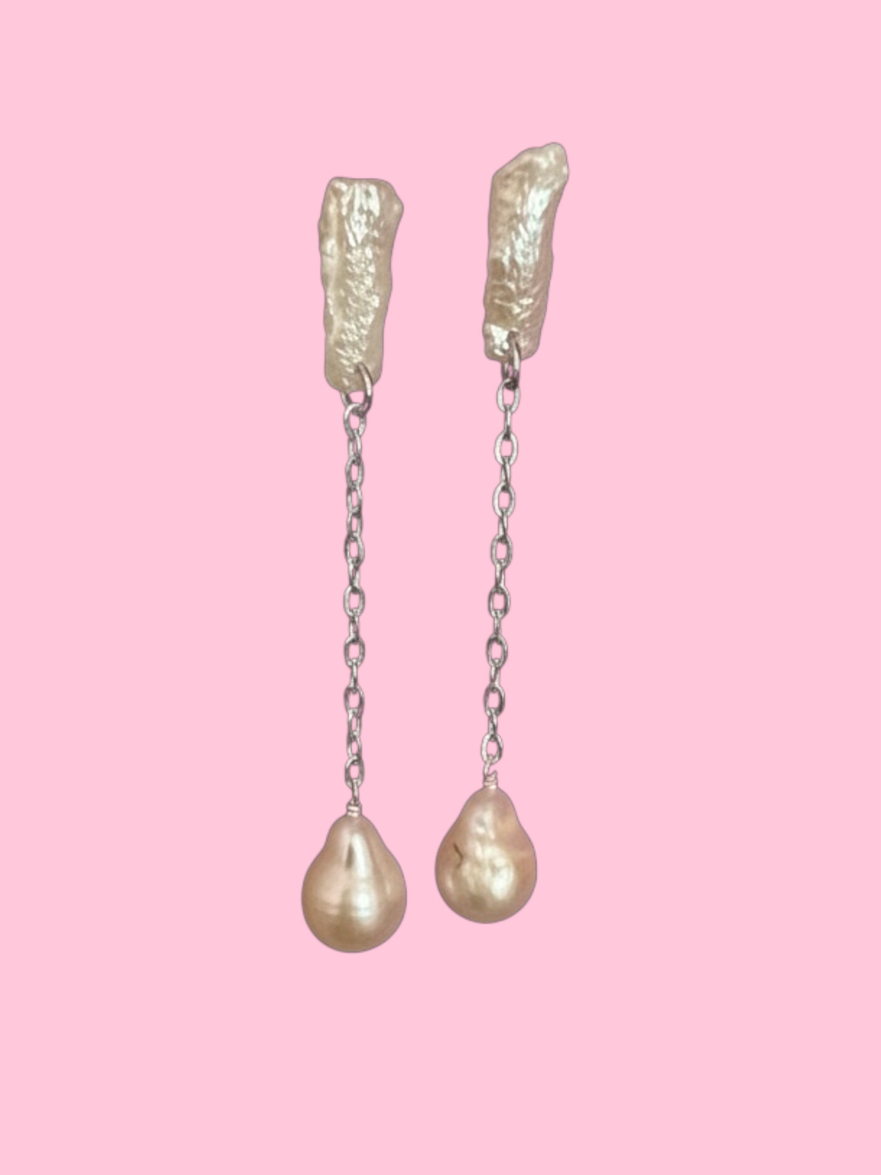 orecchini  ETEREA   perle flat sottili con 1 perla (medi) rodio