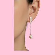 orecchini  ETEREA   perle flat sottili con 1 perla (medi) rodio
