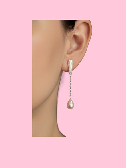 orecchini  ETEREA   perle flat sottili con 1 perla (medi) rodio
