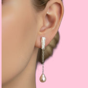 orecchini  ETEREA   perle flat sottili con 1 perla (medi) rodio