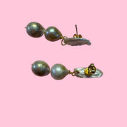 orecchini  ETEREA   perle flat sottili con 2 perle