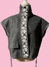 Felpa Gilet  Flowers grigio  con passamaneria Couture