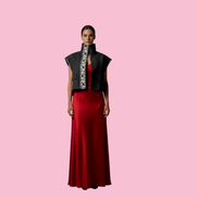 Felpa Gilet  Flowers grigio  con passamaneria Couture