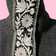 Felpa Gilet  Flowers grigio  con passamaneria Couture