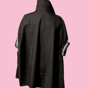 Camicia di cotone - Chanellina blusa ampia nera con passamaneria Couture