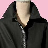 Camicia di cotone - Chanellina blusa ampia nera con passamaneria Couture