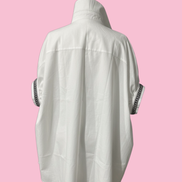 Camicia di cotone - Chanellina blusa ampia bianca con passamaneria Couture