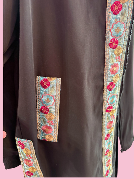 Flower Parka  : giacca lunga con passamaneria Couture