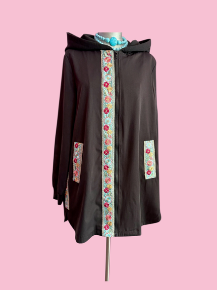 Flower Parka  : giacca lunga con passamaneria Couture