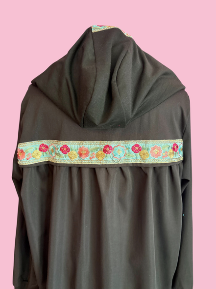 Flower Parka  : giacca lunga con passamaneria Couture