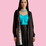 Flower Parka  : giacca lunga con passamaneria Couture