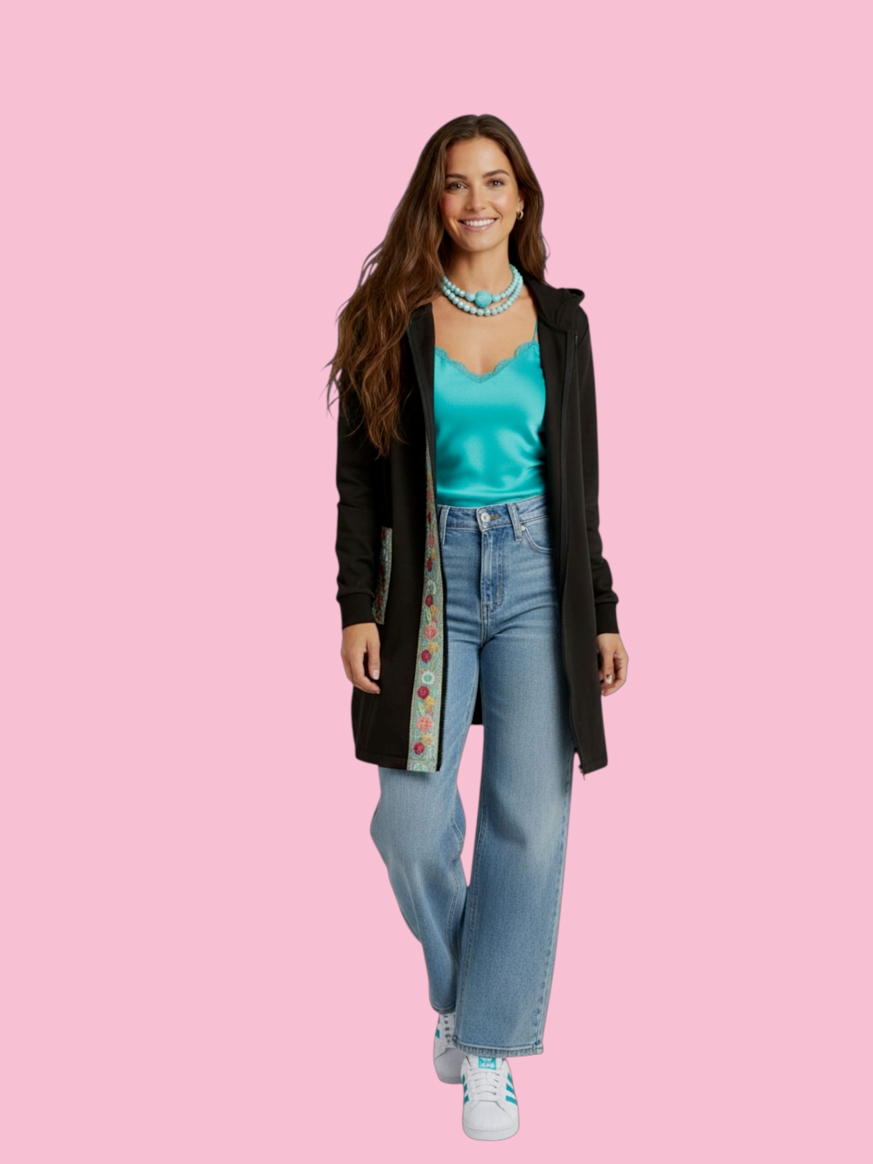 Flower Parka  : giacca lunga con passamaneria Couture