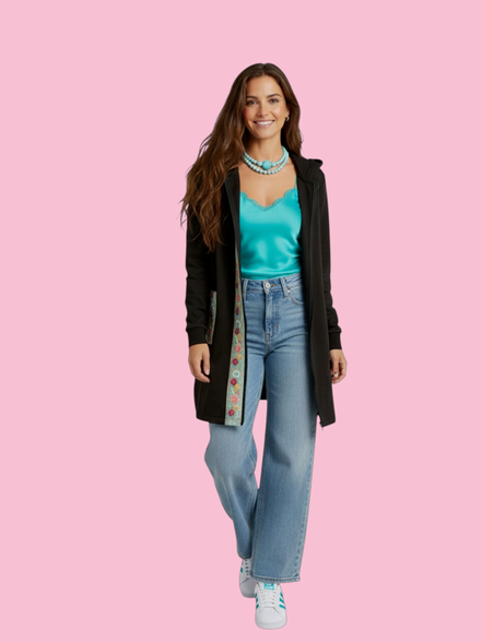 Flower Parka  : giacca lunga con passamaneria Couture