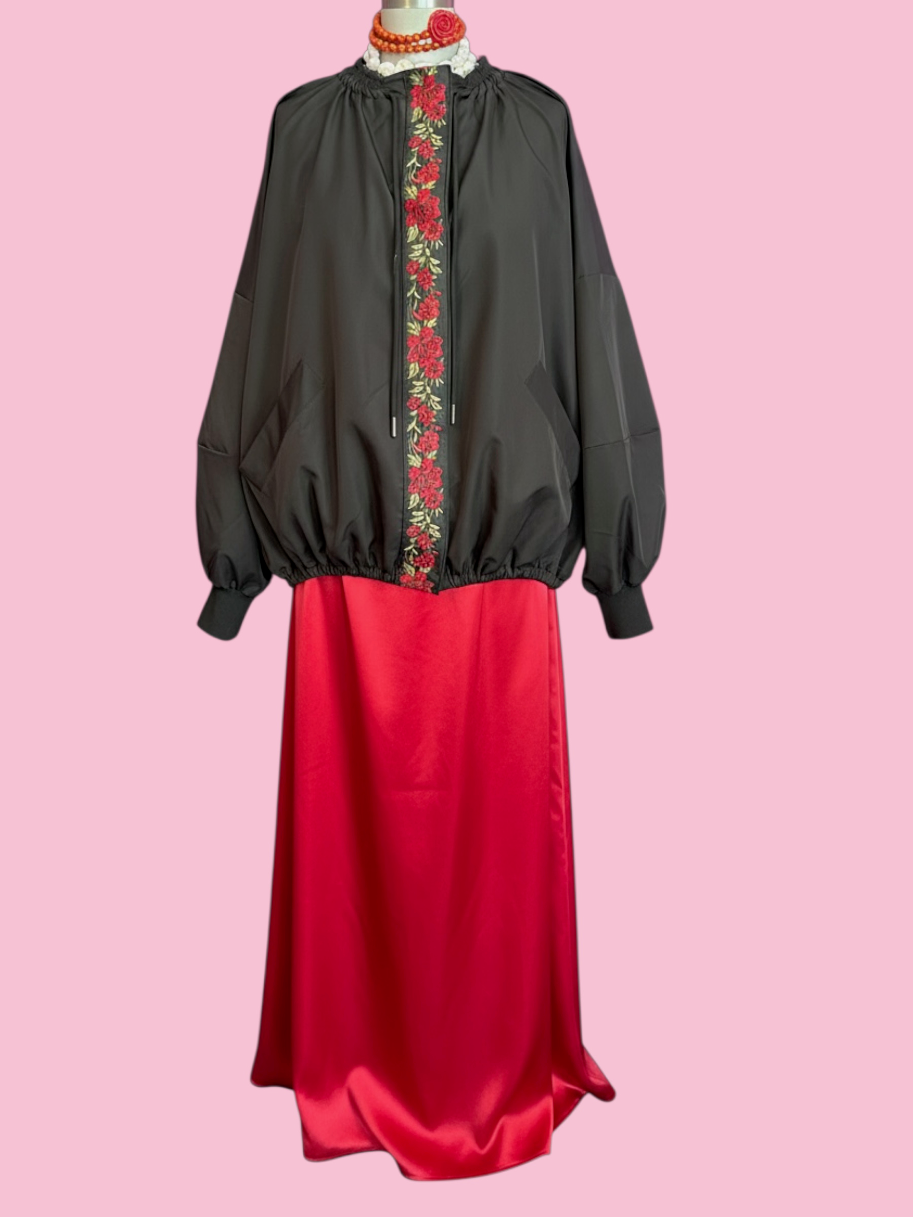 Rose Bomber  : bomber a palloncino con passamaneria Couture