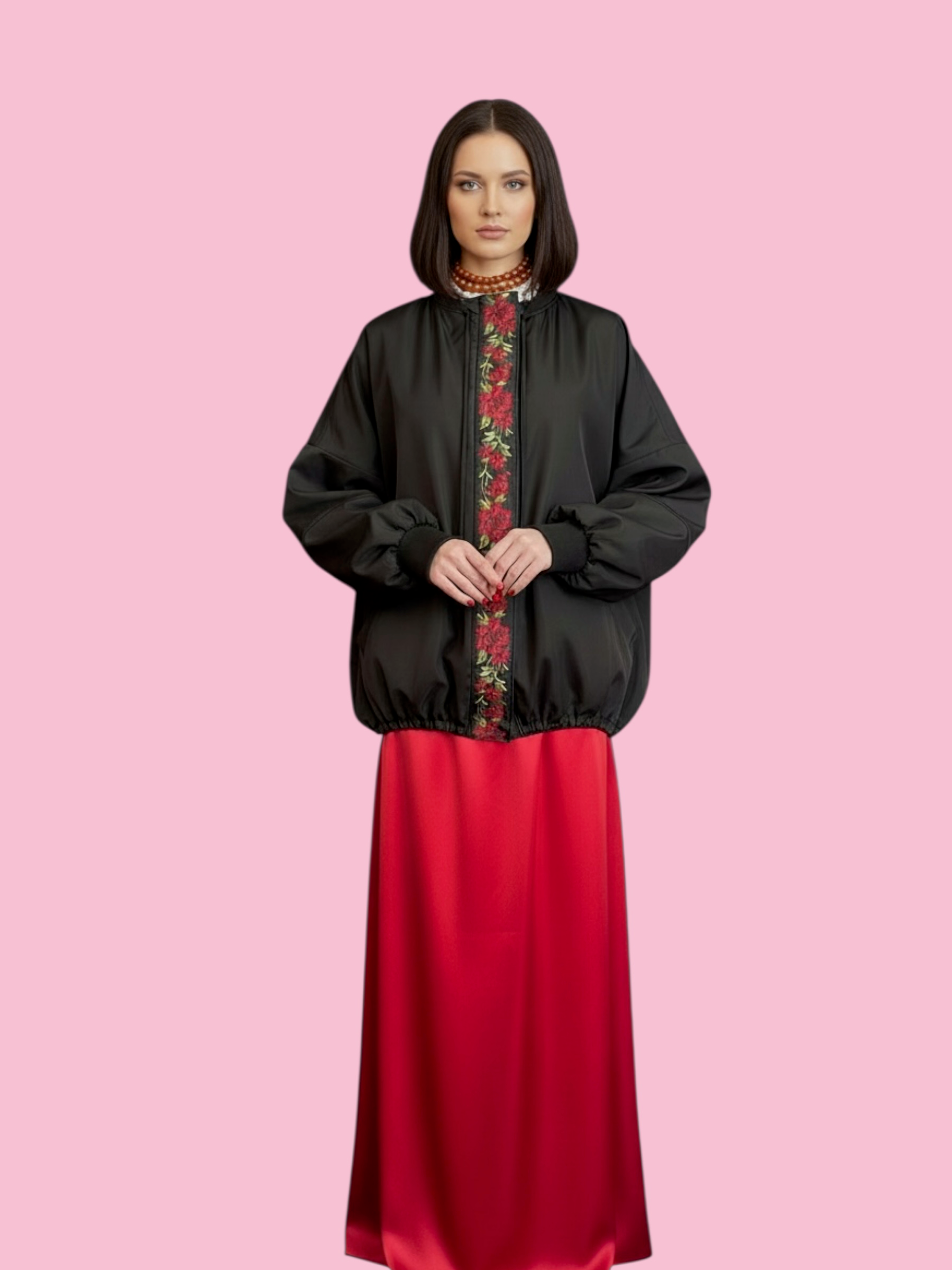 Rose Bomber  : bomber a palloncino con passamaneria Couture