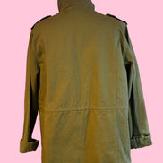 Flower jacket - verde militare 100% cotone con passamaneria Couture rose rosse