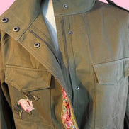 Flower jacket - verde militare 100% cotone con passamaneria Couture