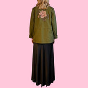 Flower jacket - verde militare 100% cotone con passamaneria Couture