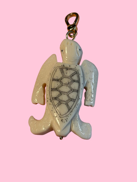 CHARM  Tartaruga - OCEANO corno e argento 925