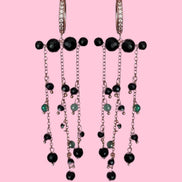 Chandelier - Orecchini con cascata di onice e agata verde