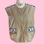 Flower Gilet sabbia con passamaneria Couture