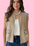 Flower Gilet sabbia con passamaneria Couture