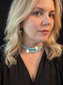INCANTEVOLE -  OCEANO Chocker flessibile contrarié  turchese  0,8 con terminali madreperla
