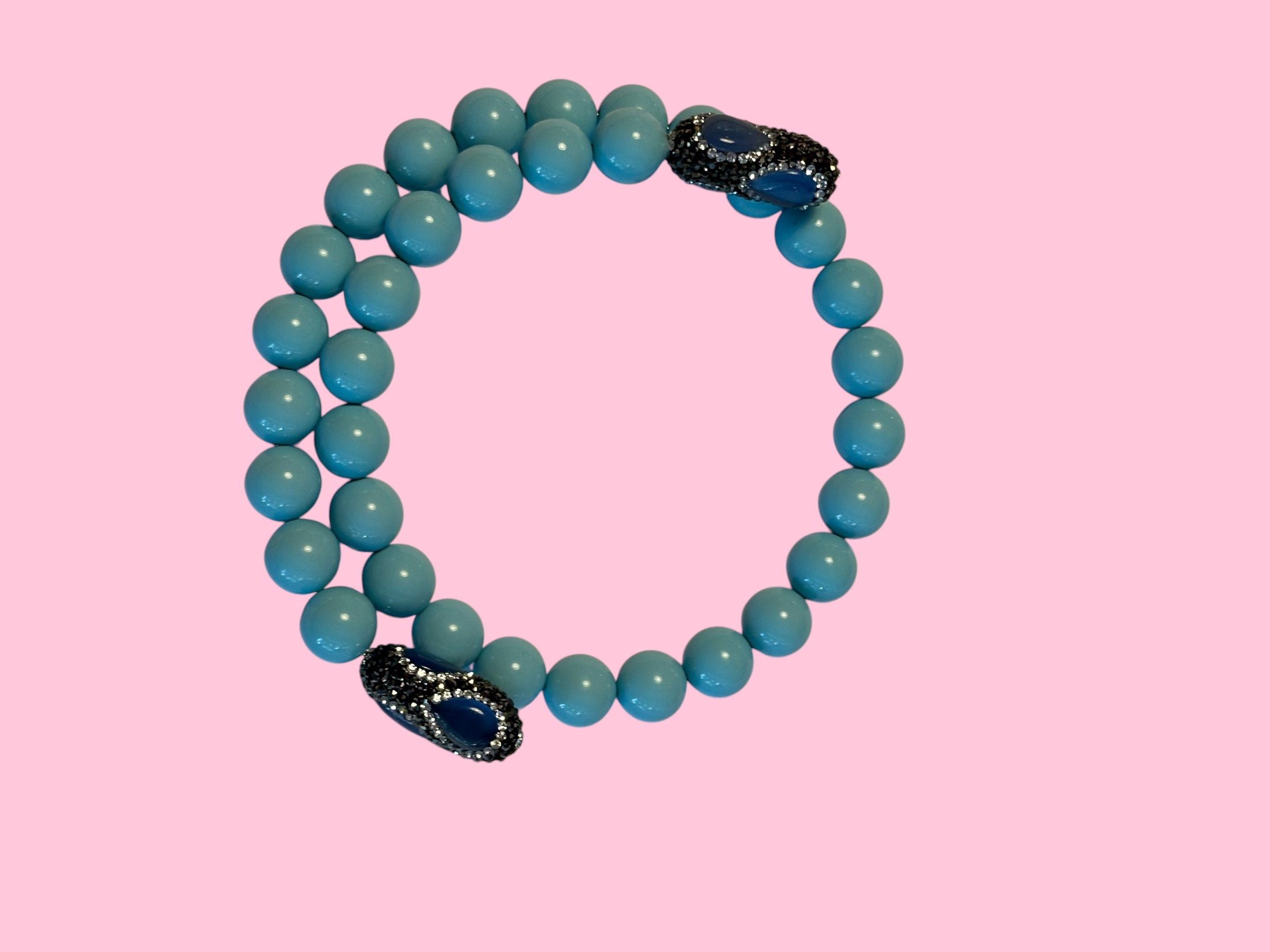 INCANTEVOLE -  OCEANO Chocker flessibile turchese contrarié con terminali lapislazzuli