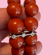 Bracciale Bisette - MEDITERRANEA 2 file Ccorallo  con barrette argento 925  e zirconi
