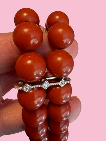 Bracciale Bisette - MEDITERRANEA 2 file Ccorallo  con barrette argento 925  e zirconi