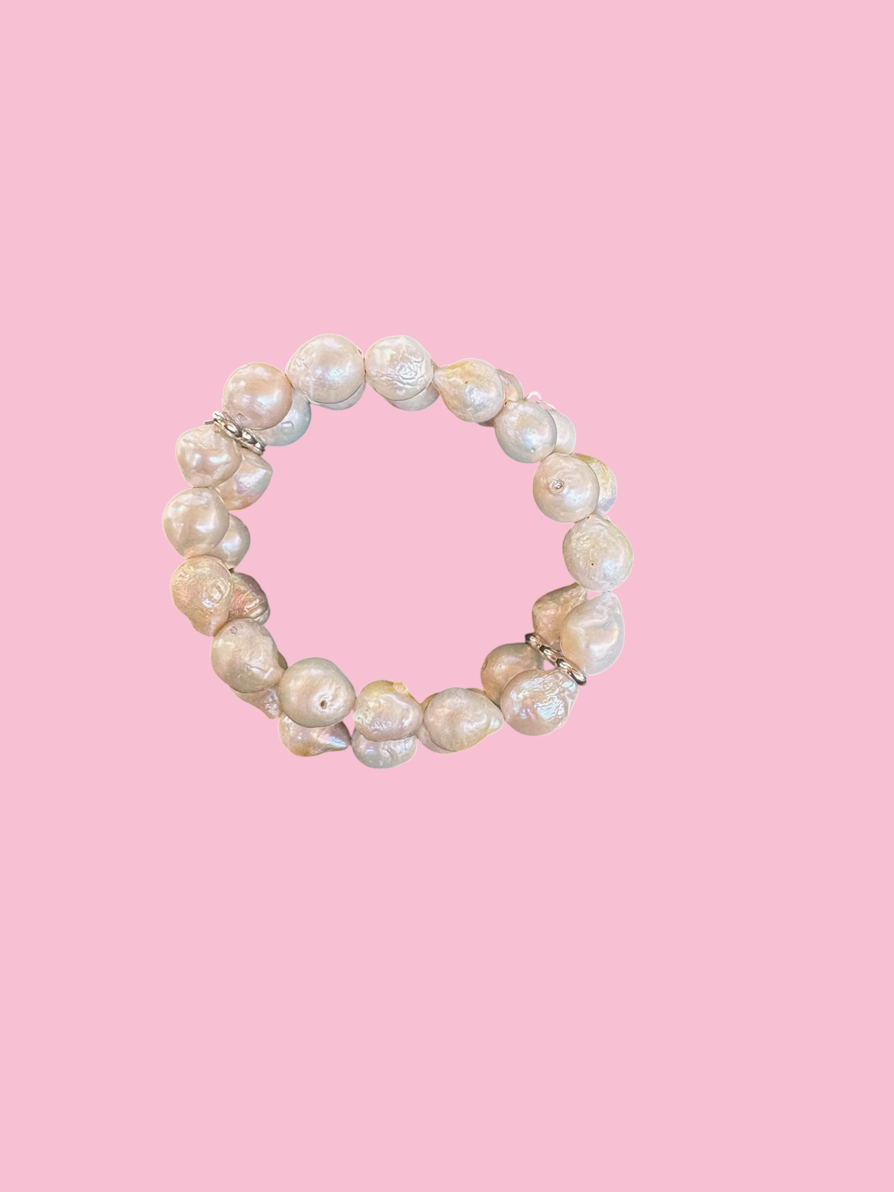 Bracciale Bisette -  2 giri perle barocche color avorio chiaro