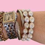 Bracciale Bisette -  2 giri perle barocche color avorio chiaro