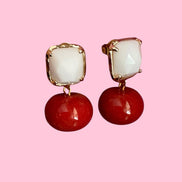 Orecchini  - MEDITERRANEA corallo rosso e agata bianca argento 925 gold