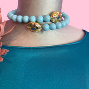 INCANTEVOLE -  OCEANO Chocker flessibile turchese 1.2 contrarié con terminali gold