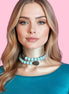 INCANTEVOLE -  OCEANO Chocker flessibile turchese 1.2 contrarié con terminali gocce marcassite