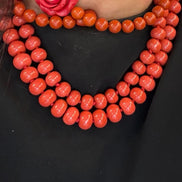 Collana MEDITERRANEA - barilotti corallo rosso lisci