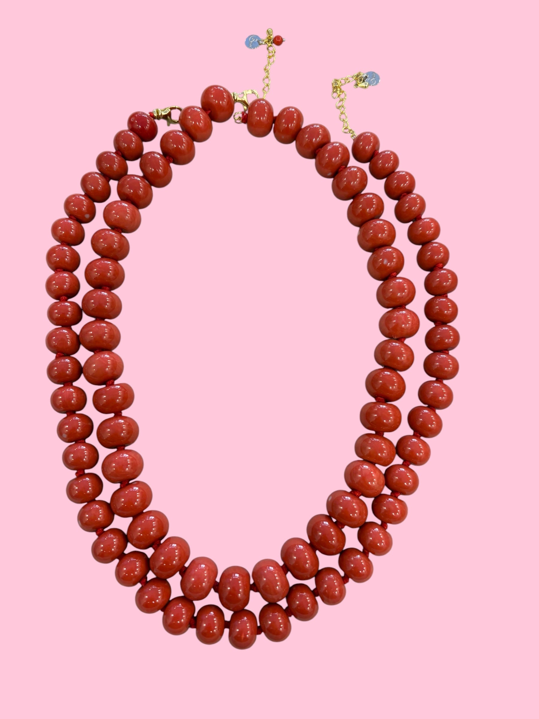 Collana MEDITERRANEA - barilotti corallo rosso lisci