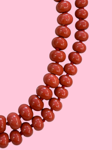 Collana MEDITERRANEA - barilotti corallo rosso lisci