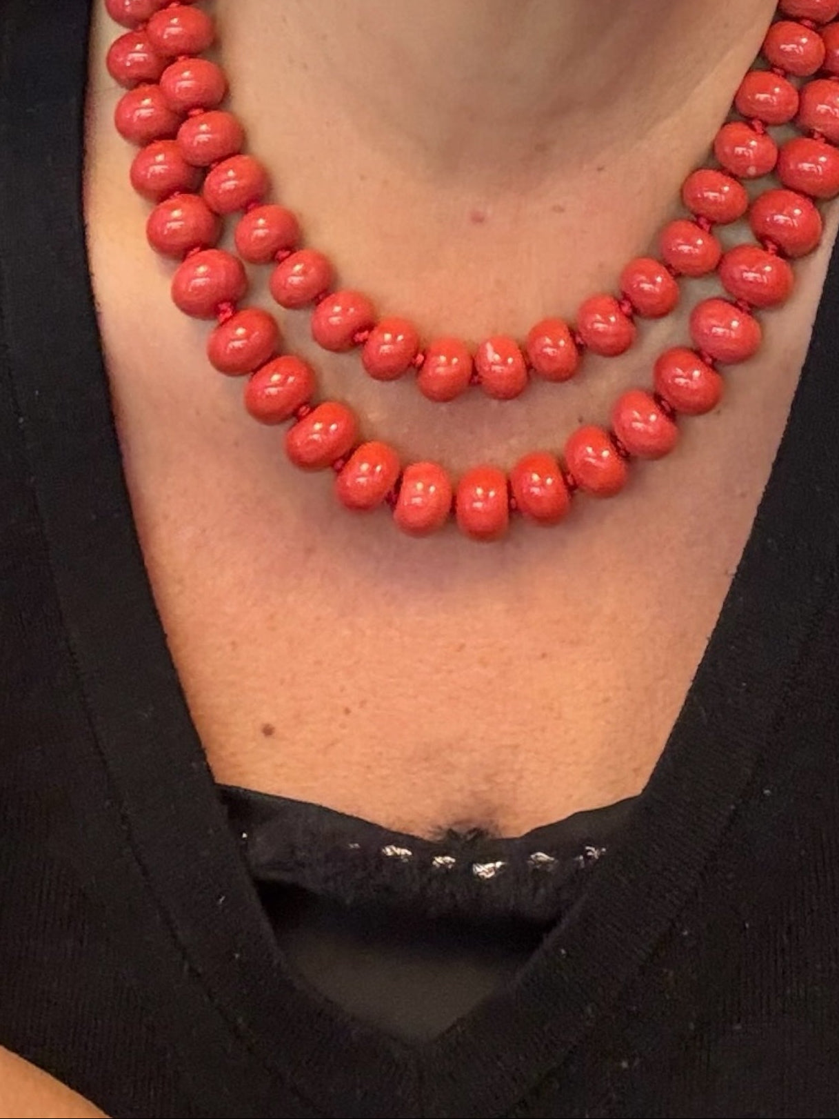 Collana MEDITERRANEA - barilotti corallo rosso lisci