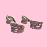 Earcuff rodio con 5 file di zirconi